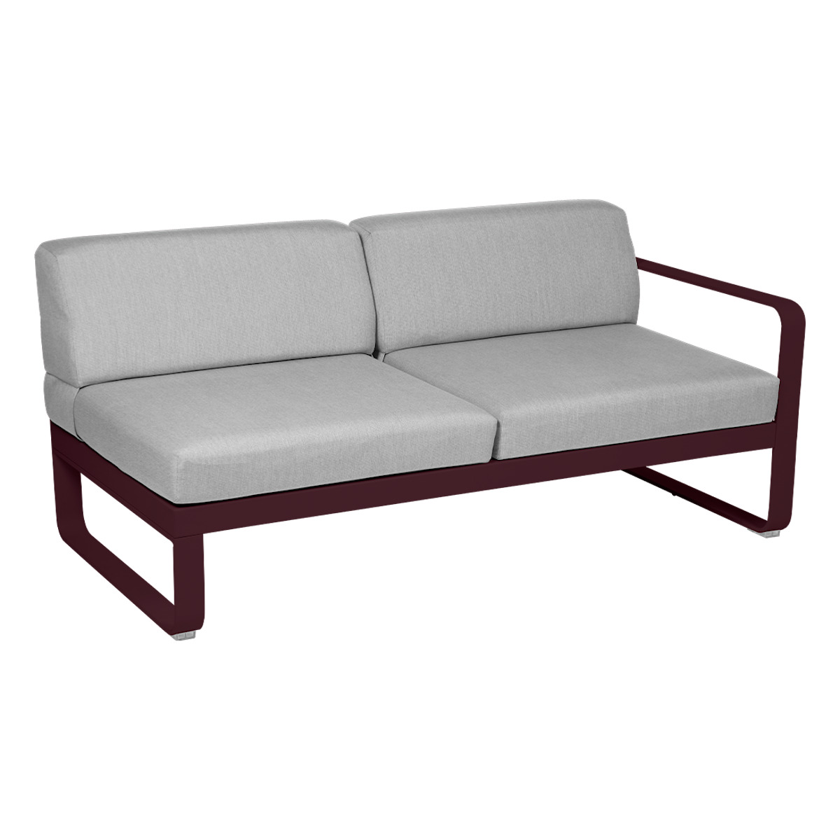 Module droit 2 places BELLEVIE Fermob cerise noire-gris flanelle