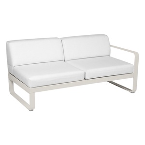 Module droit 2 places BELLEVIE Fermob gris argile-blanc grisé