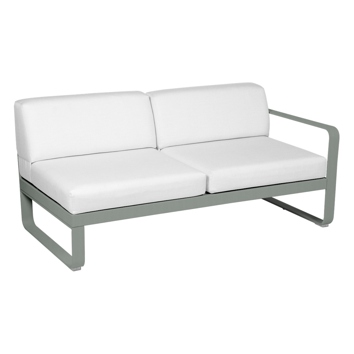 Module droit 2 places BELLEVIE Fermob gris lapilli-blanc grisé