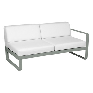 Module droit 2 places BELLEVIE Fermob gris lapilli-blanc grisé