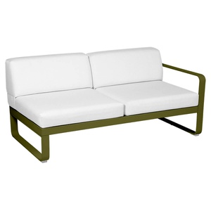 Module droit 2 places BELLEVIE Fermob vert pesto-blanc grisé