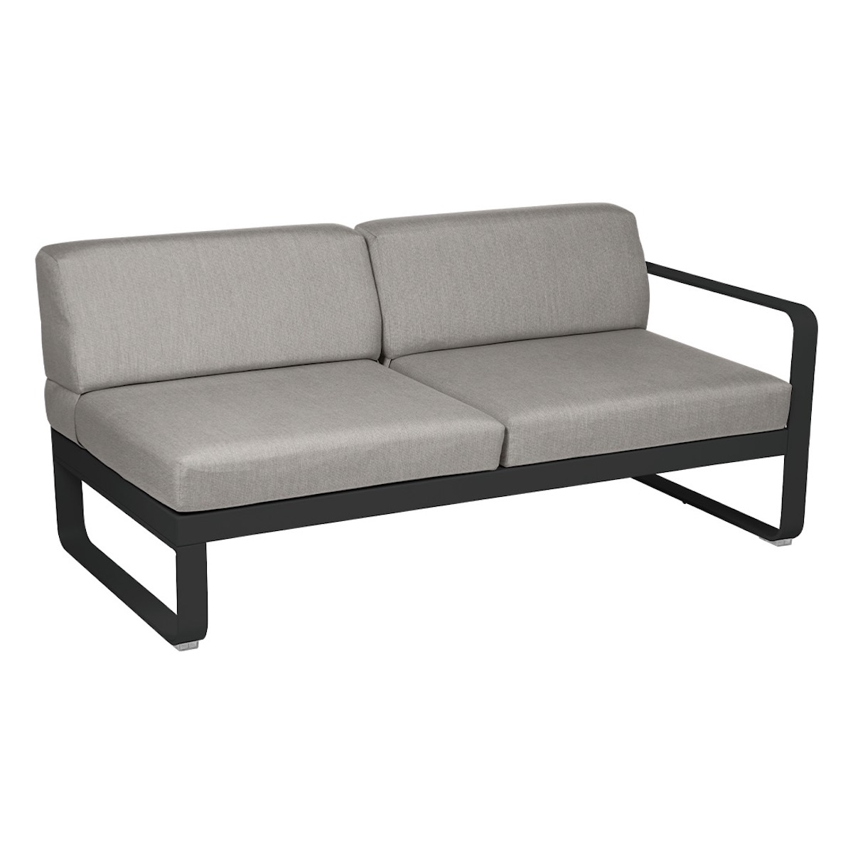 Module droite 2 places BELLEVIE Fermob noir réglisse-taupe grisé