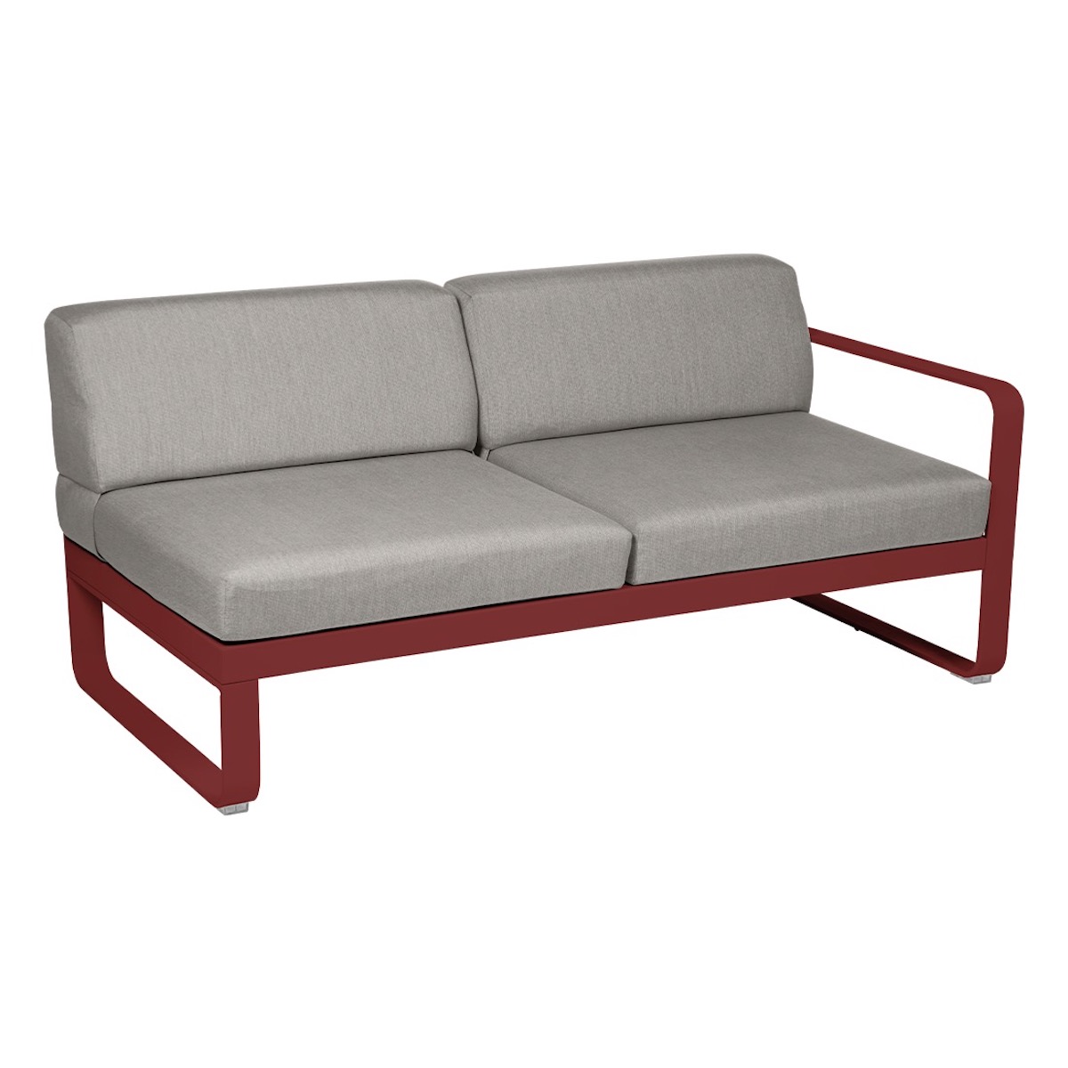 Module droite 2 places BELLEVIE Fermob rouge piment-taupe grisé