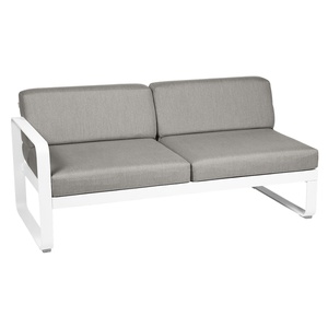 Module gauche 2 places BELLEVIE Fermob blanc coton-taupe grisé 