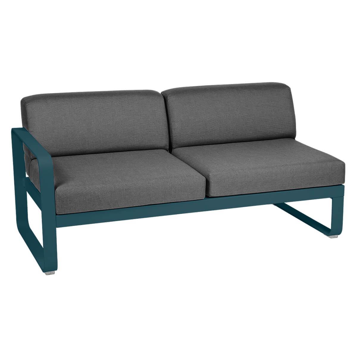 Module gauche 2 places BELLEVIE Fermob bleu acapulco-Gris graphite
