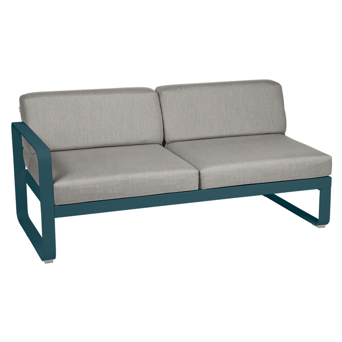 Module gauche 2 places BELLEVIE Fermob bleu acapulco-taupe grisé 