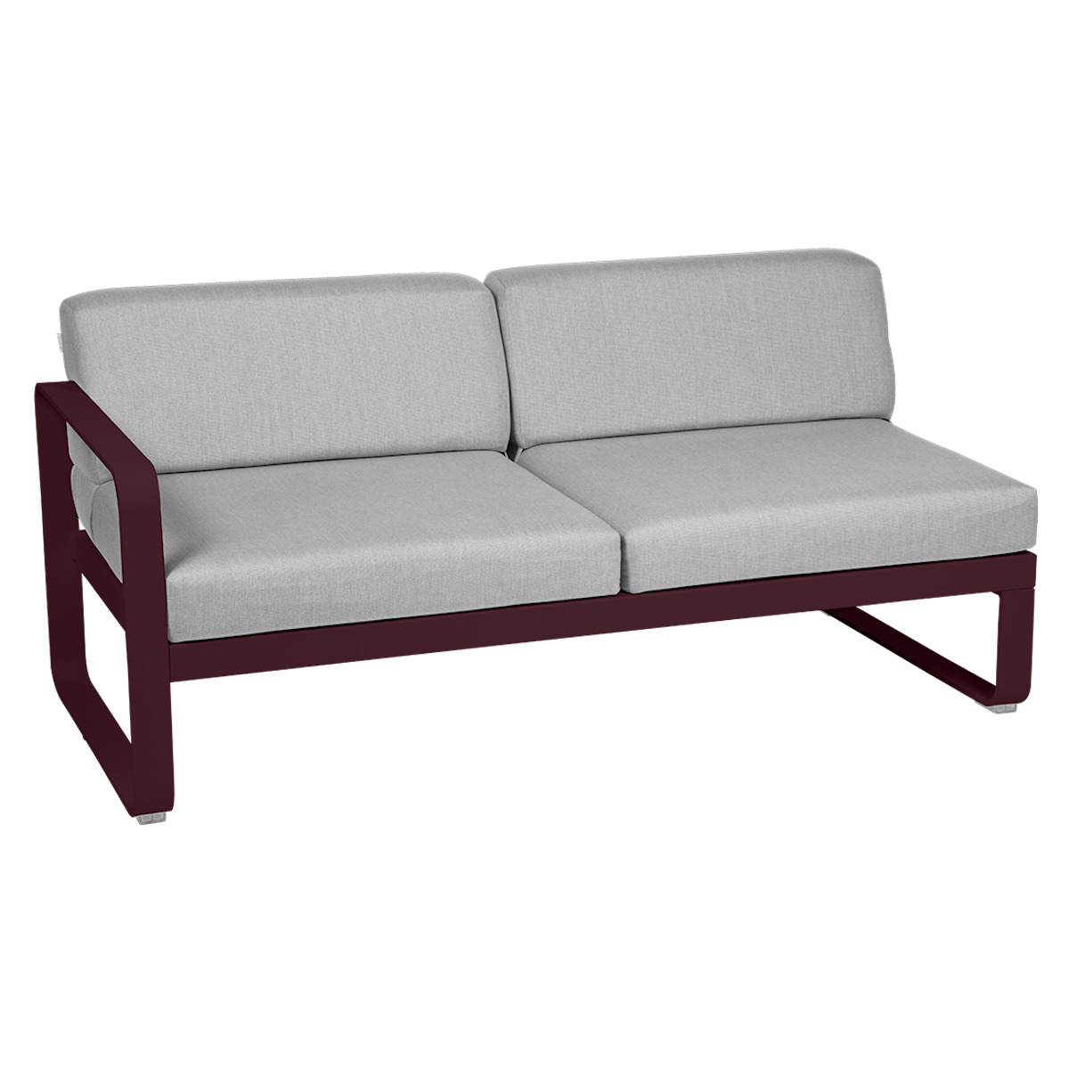 Module gauche 2 places BELLEVIE Fermob cerise noire-gris flanelle