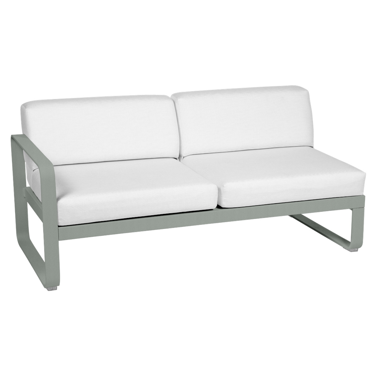 Module gauche 2 places BELLEVIE Fermob gris lapilli-blanc grisé