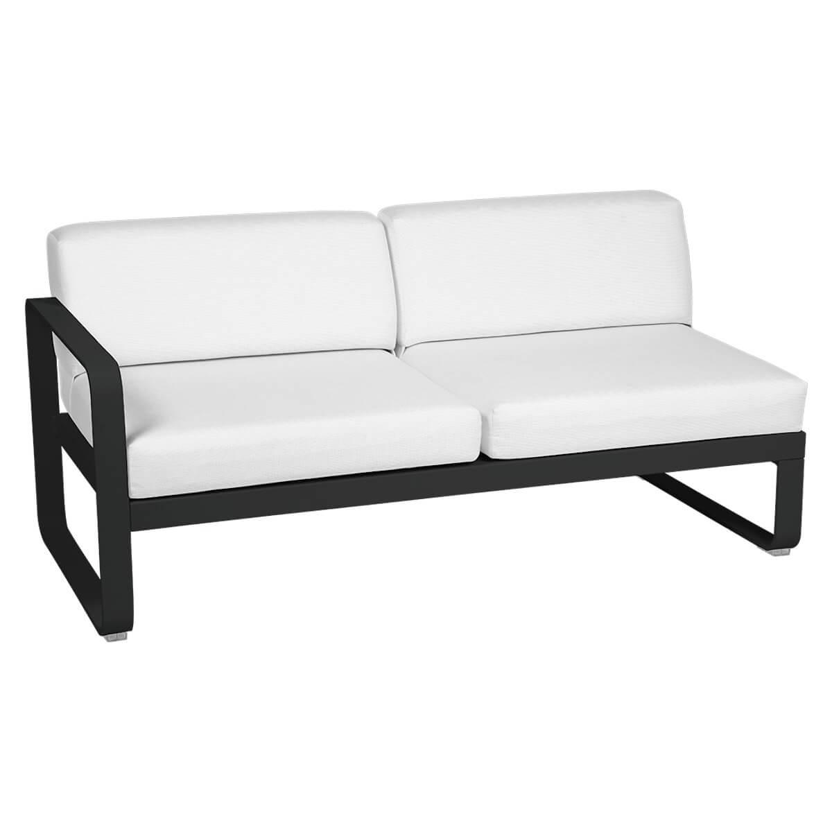 Module gauche 2 places BELLEVIE Fermob noir réglisse-Blanc grisé