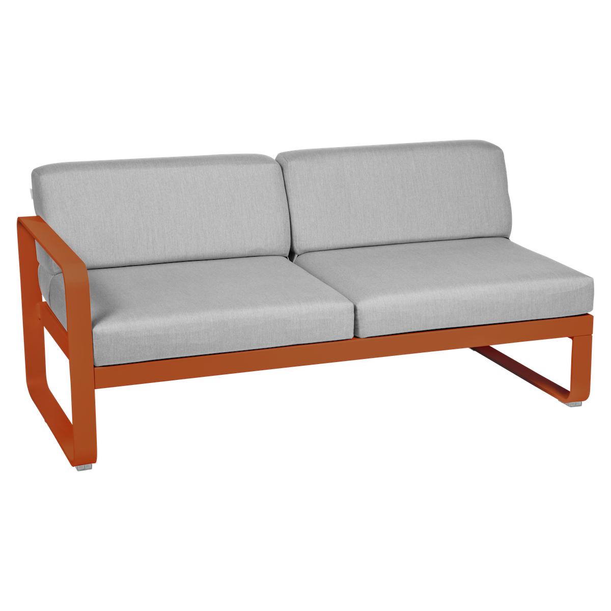 Module gauche 2 places BELLEVIE Fermob orange confite-gris flanelle