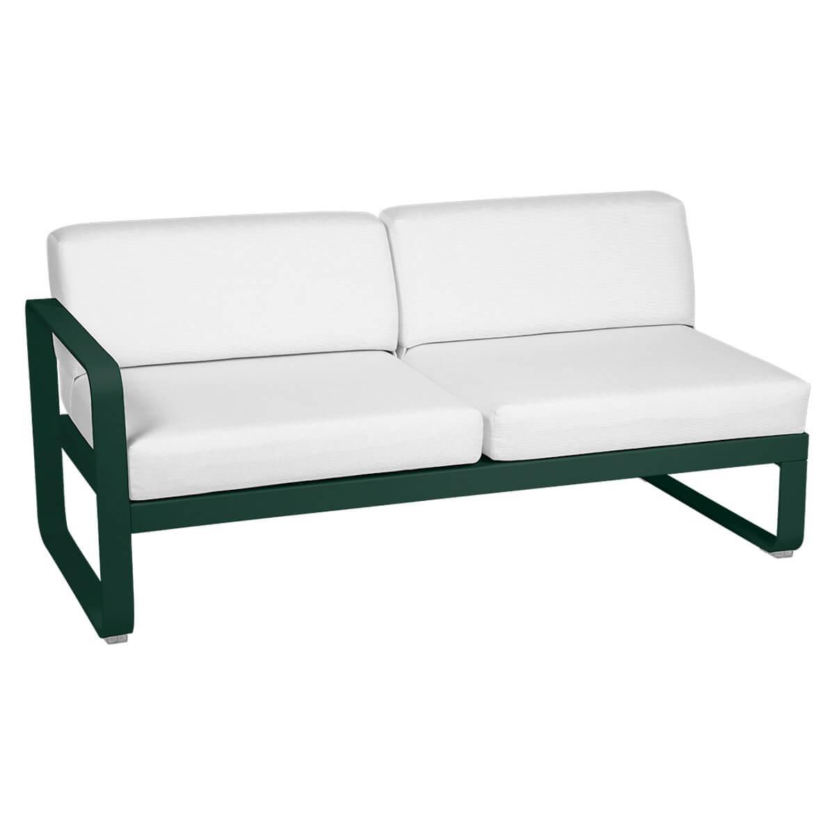 Module gauche 2 places BELLEVIE Fermob vert cèdre-Blanc grisé