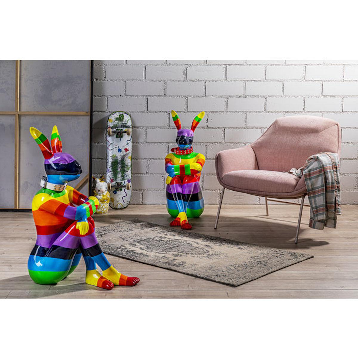 Objet décoratif 80cm SITTING RABBIT Kare Design rainbow