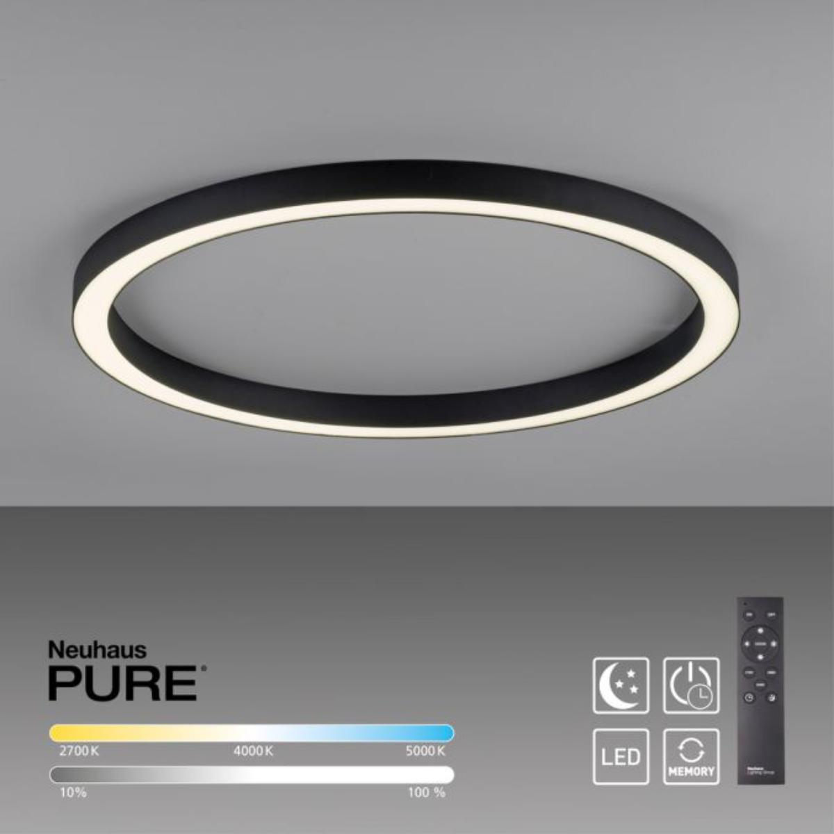 Plafonnier LINES ROUND Neuhaus Pure anthracite Dia70