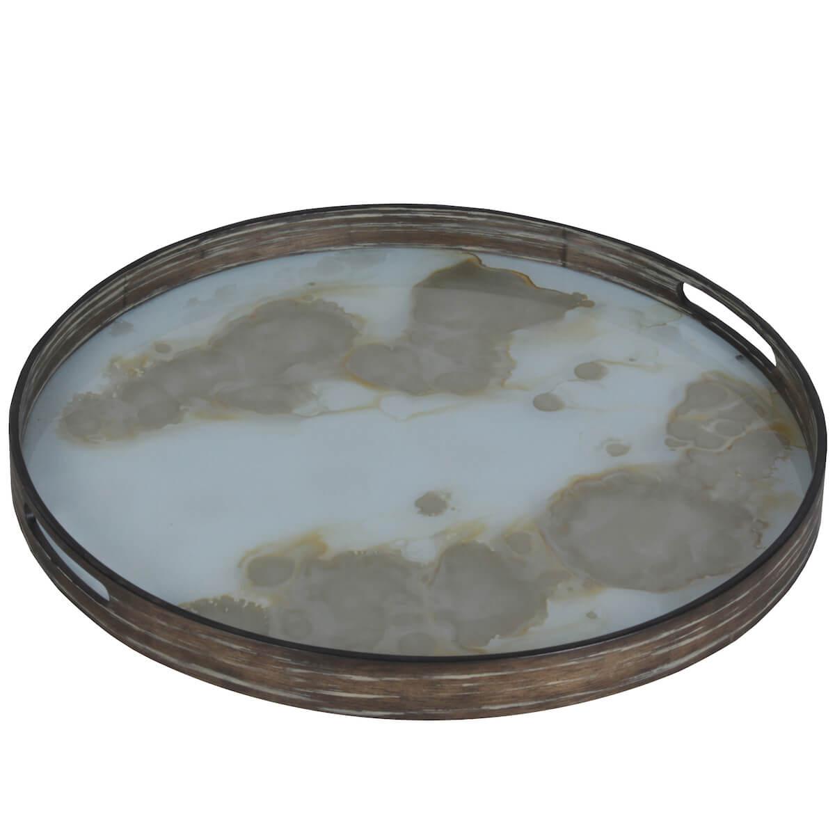 Plateau rond 48cm S CLASSICS Ethnicraft Mist Gold Organic glass
