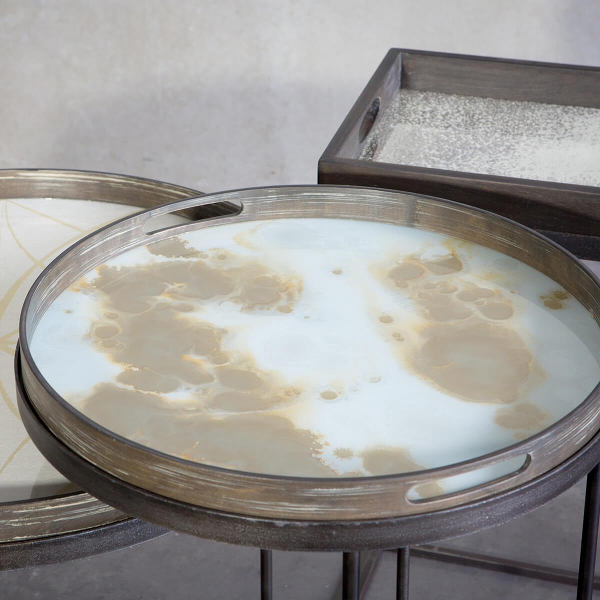 Plateau rond 48cm S CLASSICS Ethnicraft Mist Gold Organic glass