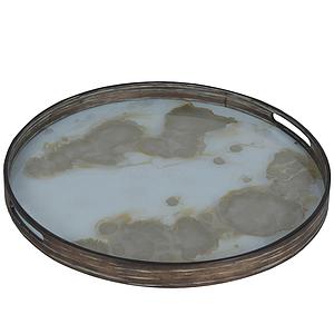 Plateau rond 48cm S CLASSICS Ethnicraft Mist Gold Organic glass