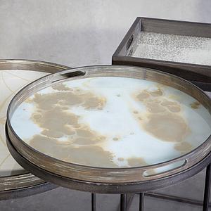 Plateau rond 48cm S CLASSICS Ethnicraft Mist Gold Organic glass