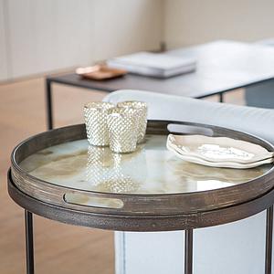 Plateau rond 48cm S CLASSICS Ethnicraft Mist Gold Organic glass