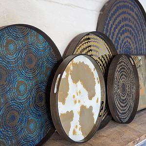 Plateau rond 48cm S CLASSICS Ethnicraft Mist Gold Organic glass