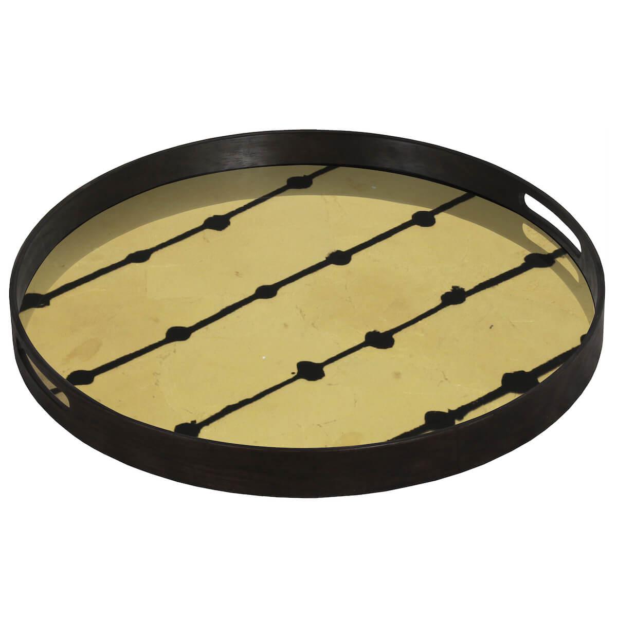 Plateau rond 48cm S GILDED LAYERS Ethnicraft Brown Dots glass