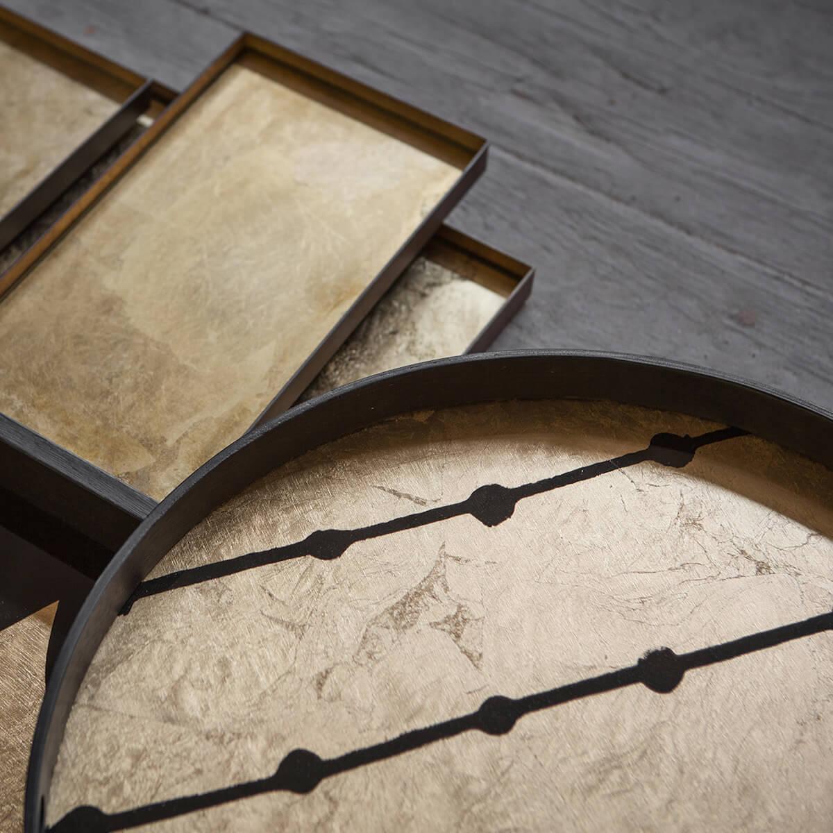 Plateau rond 48cm S GILDED LAYERS Ethnicraft Brown Dots glass