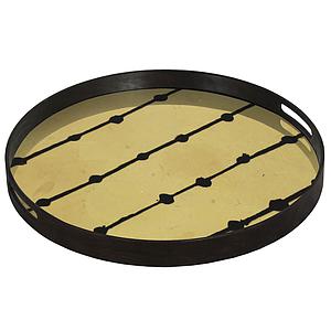 Plateau rond 48cm S GILDED LAYERS Ethnicraft Brown Dots glass