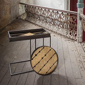 Plateau rond 48cm S GILDED LAYERS Ethnicraft Brown Dots glass