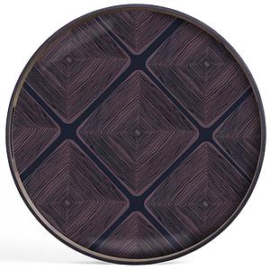 Plateau rond 48cm S LINEAR FLOW Ethnicraft Midnight Linear Squares glass