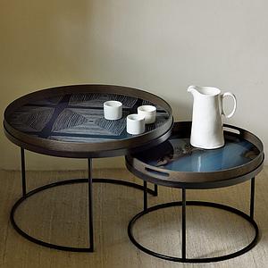 Plateau rond 48cm S LINEAR FLOW Ethnicraft Slate Organic glass