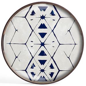 Plateau rond 48cm S OCEAN BLUE Ethnicraft Tribal Hexagon glass