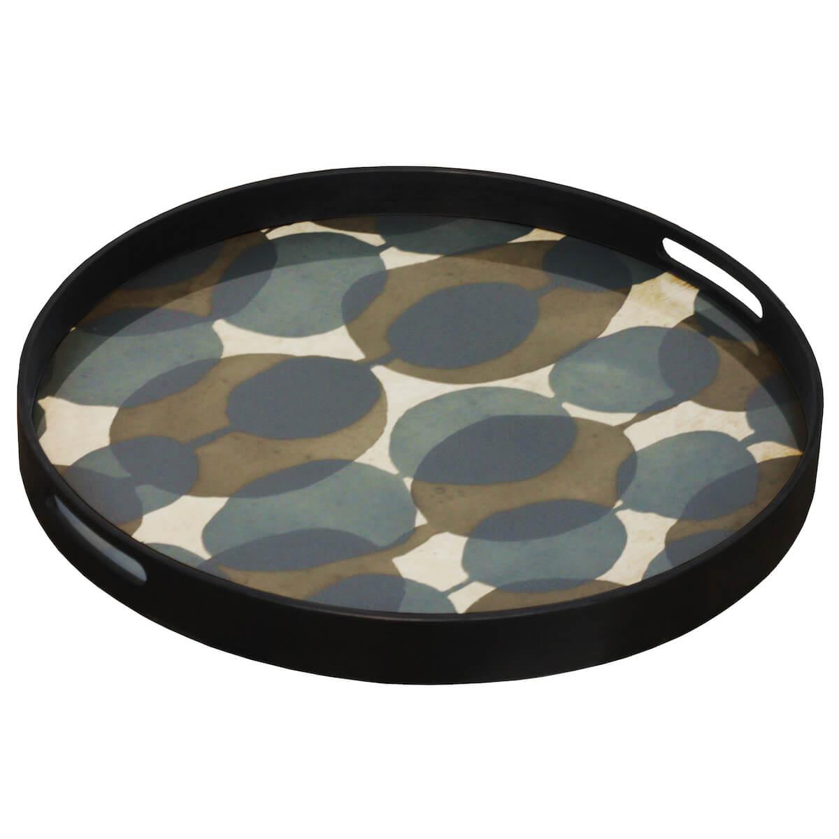 Plateau rond 48cm S TRANSLUCENT SILHOUETTES Ethnicraft Connected Dots glass