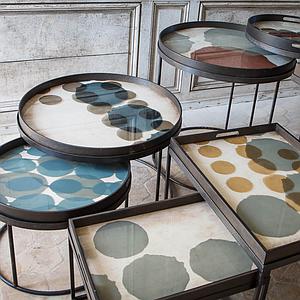 Plateau rond 48cm S TRANSLUCENT SILHOUETTES Ethnicraft Connected Dots glass