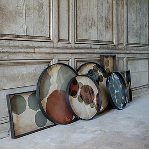 Plateau rond 48cm S TRANSLUCENT SILHOUETTES Ethnicraft Connected Dots glass