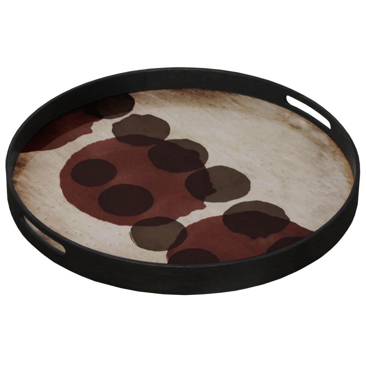 Plateau rond 48cm S TRANSLUCENT SILHOUETTES Ethnicraft Pinot Layered Dots glass