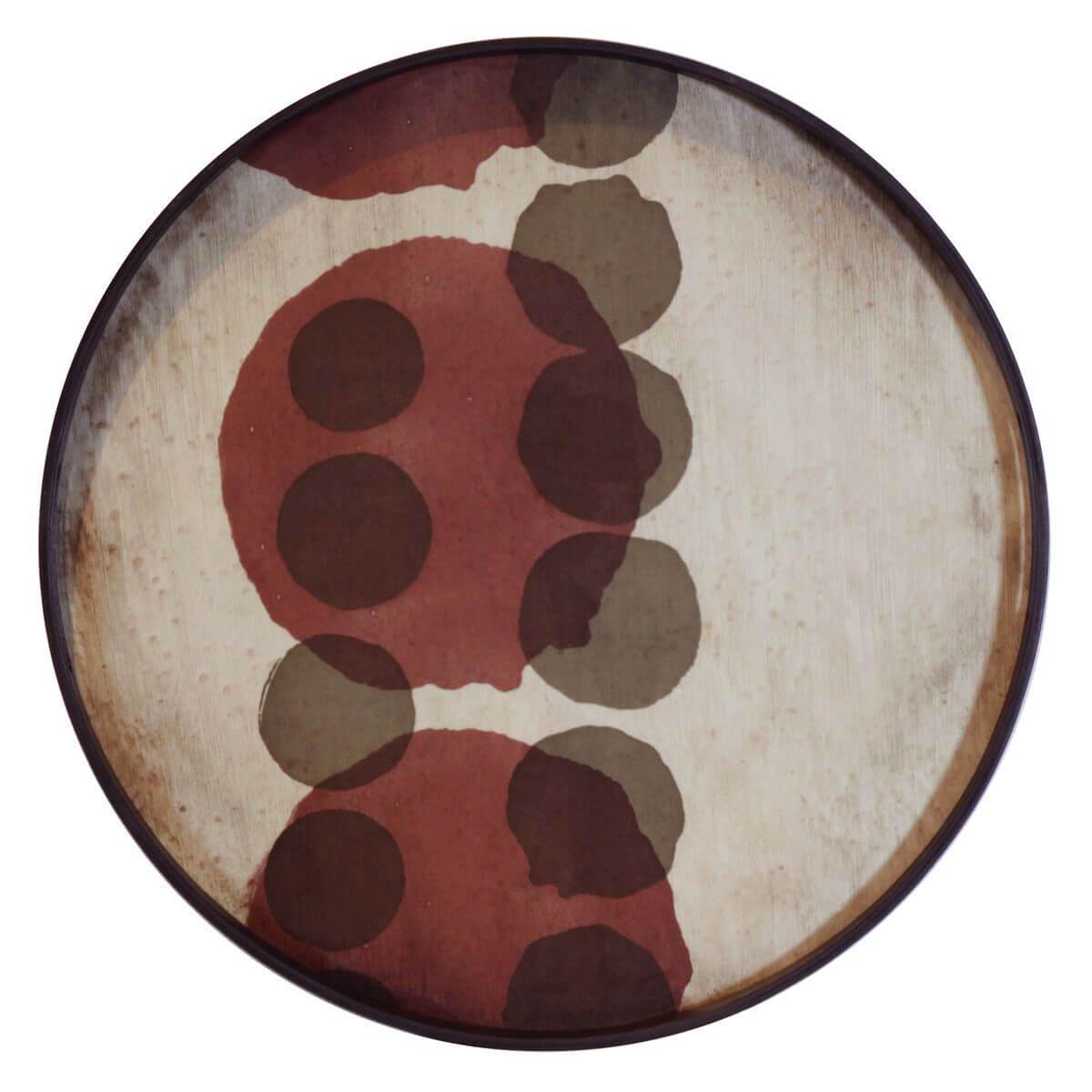 Plateau rond 48cm S TRANSLUCENT SILHOUETTES Ethnicraft Pinot Layered Dots glass