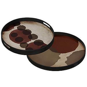 Plateau rond 48cm S TRANSLUCENT SILHOUETTES Ethnicraft Pinot Layered Dots glass