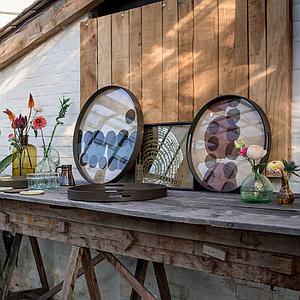 Plateau rond 48cm S TRANSLUCENT SILHOUETTES Ethnicraft Pinot Layered Dots glass