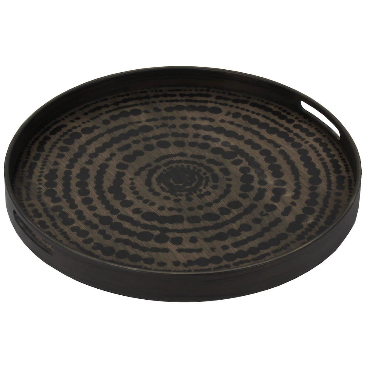 Plateau rond 48cm S TRIBAL QUEST Ethnicraft Black Beads wooden
