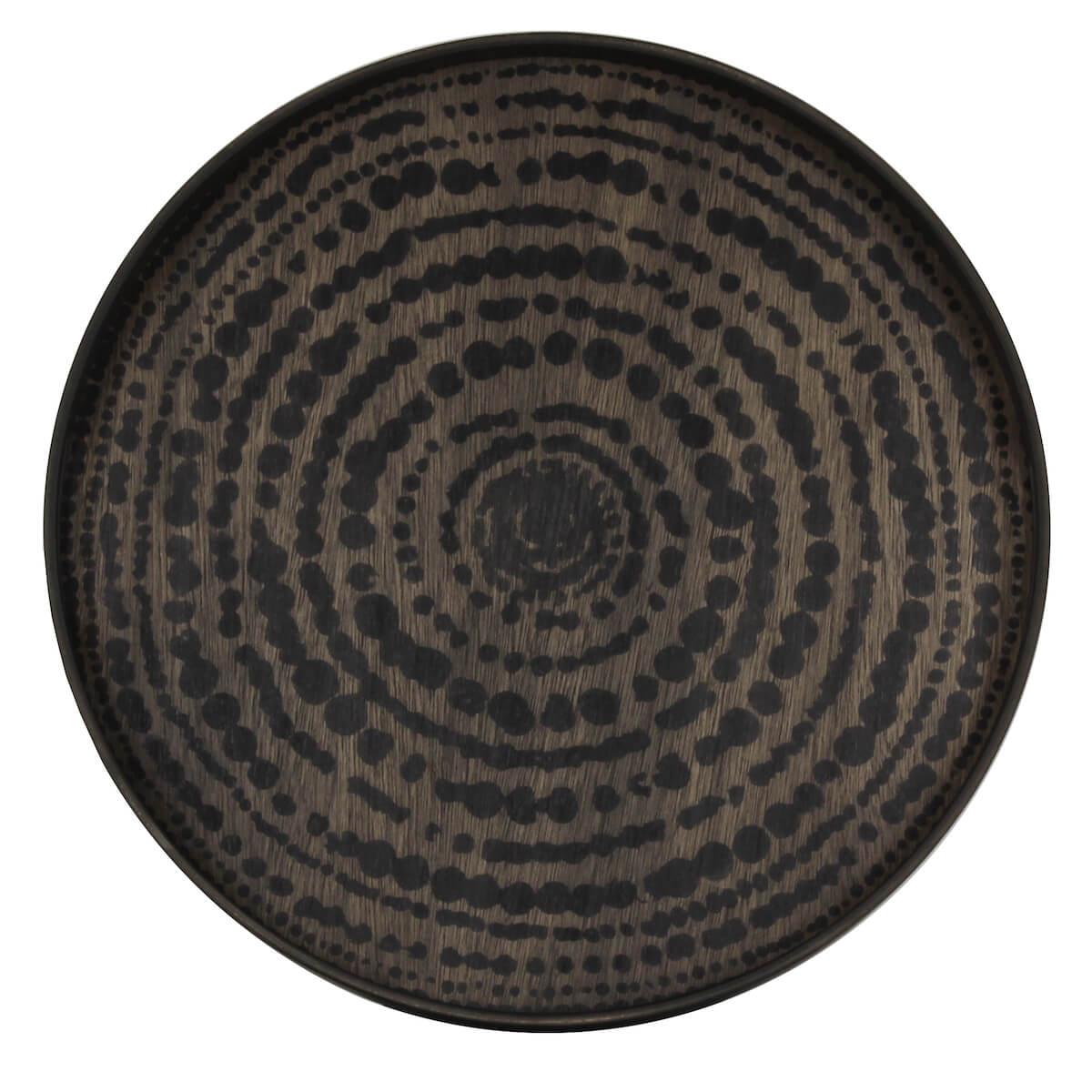 Plateau rond 48cm S TRIBAL QUEST Ethnicraft Black Beads wooden