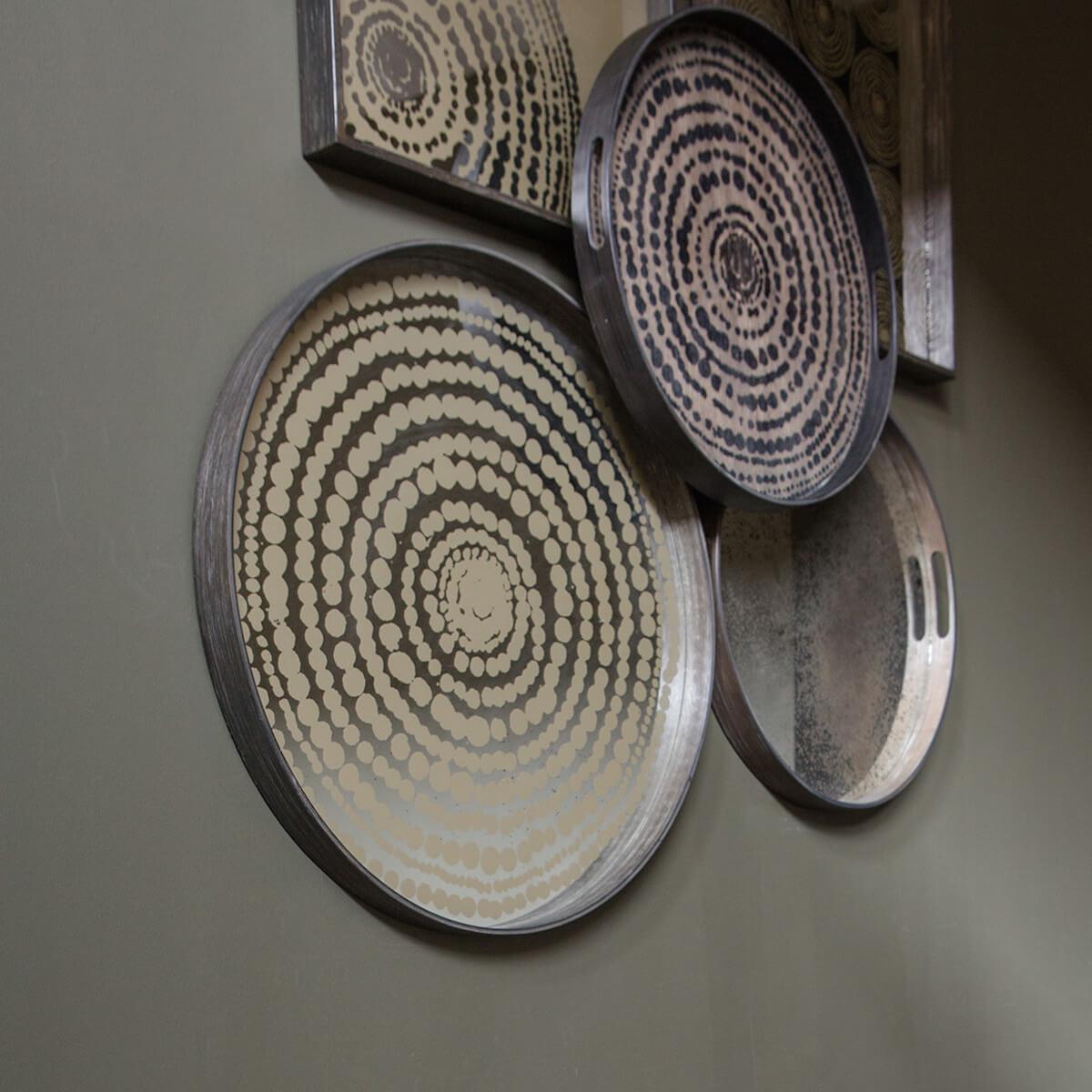 Plateau rond 48cm S TRIBAL QUEST Ethnicraft Black Beads wooden