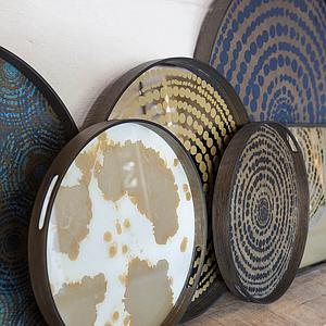 Plateau rond 48cm S TRIBAL QUEST Ethnicraft Black Beads wooden