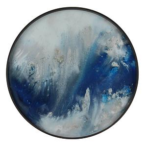 Plateau rond 48cm S TRIBAL QUEST Ethnicraft Blue Mist Organic glass