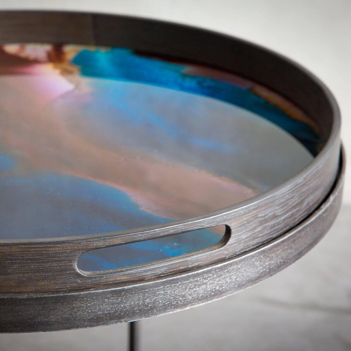 Plateau rond 48cm S TRIBAL QUEST Ethnicraft Indigo Organic glass