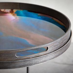 Plateau rond 48cm S TRIBAL QUEST Ethnicraft Indigo Organic glass