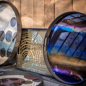 Plateau rond 48cm S TRIBAL QUEST Ethnicraft Indigo Organic glass