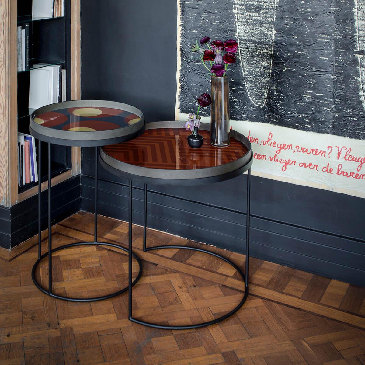 Plateau rond 48cm S URBAN GEOMETRY Ethnicraft Turkish Dots glass