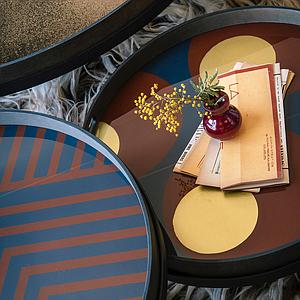 Plateau rond 48cm S URBAN GEOMETRY Ethnicraft Turkish Dots glass