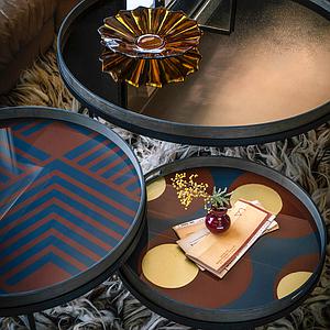 Plateau rond 48cm S URBAN GEOMETRY Ethnicraft Turkish Dots glass