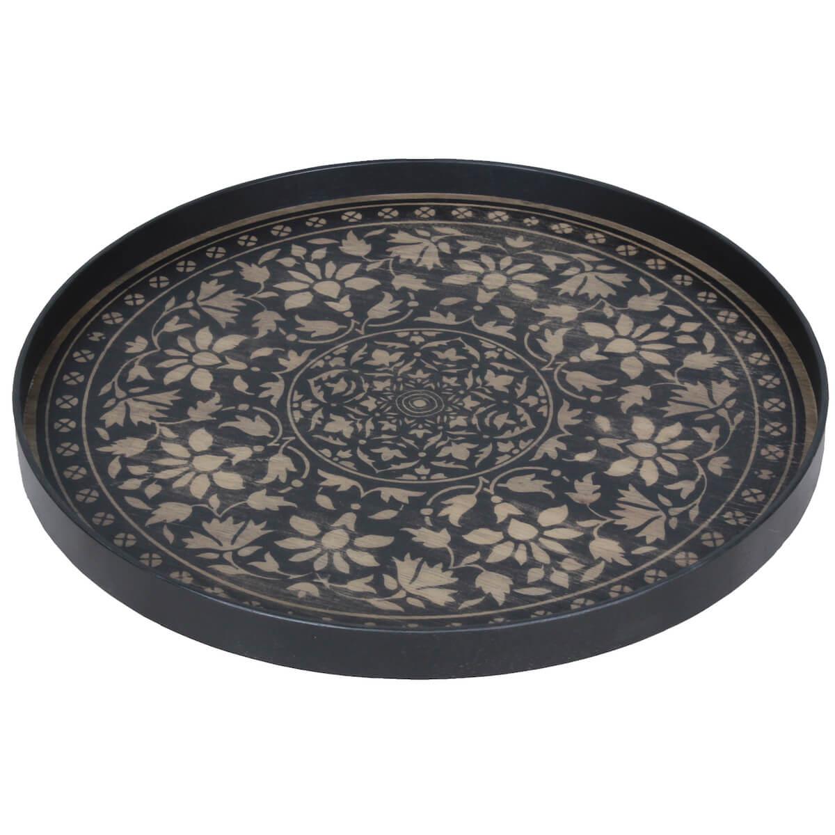 Plateau rond 61cm L CLASSICS Ethnicraft Black Marrakesh wooden