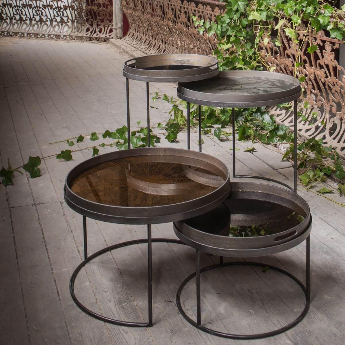 Plateau rond 61cm L CLASSICS Ethnicraft Bronze Slice mirror Abitare